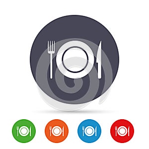 Food sign icon. Cutlery symbol. Knife and fork.