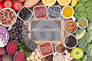 Food sources of natural antioxidants such as fruits, vegetables, nuts and cocoa powder