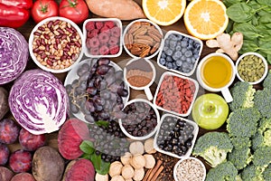 Food sources of natural antioxidants such as fruits, vegetables, nuts and cocoa powder