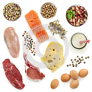 Food Sources of Protein Isolated Top View photo