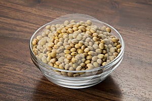 Food : Soybeans on Wooden Background