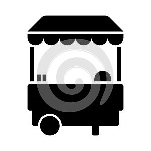 Food stall icon. Trade cart. Food kiosk and trolley vector illustration