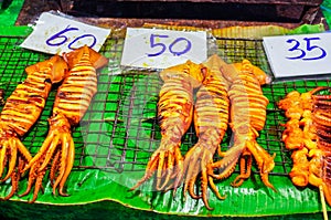 Food Stall in Thailand,fried sleeve fish