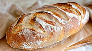 Food staple bread on wood board for baking recipe