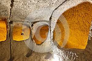 Food storage in ancient underground city of Kaymakli. Cappadocia, Turkey