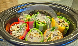 Food Stuffed Peppers in a slow cooker