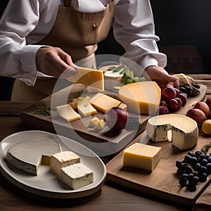 A food stylist arranging a cheese platter for a photoshoot3 photo