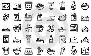 Food substitutes icons set outline vector. Sweetener alternative