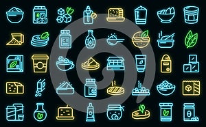 Food substitutes icons set vector neon