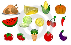 food symbols on white background