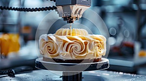 3D printer creating intricate designs on a cake