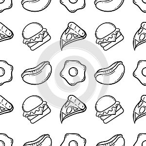food theme hand drawn seamless pattern2