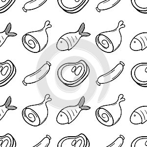 food theme hand drawn seamless pattern3