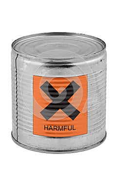 Food tin can with harmful sign photo