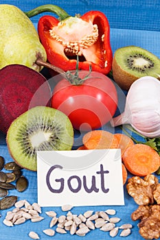 Food to treat gout inflammation and for kidneys health. Healthy lifestyles