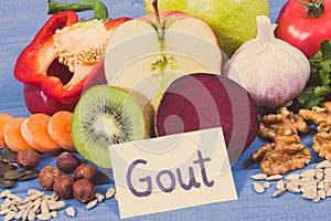 Food to treat gout inflammation and for kidneys health. Healthy lifestyles