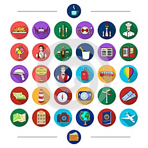 Food, travel, tourism and other web icon in cartoon style. Portmone, Rest, restaurant icons in set collection.,