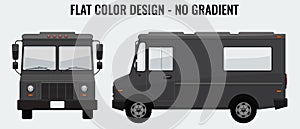 Food Truck Hi-detailed with solid and flat color design template for Mock Up Brand Identity. Front and side view.