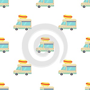 Food truck with hot dog pattern seamless vector