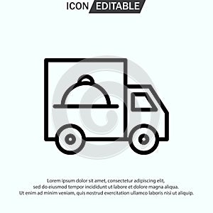 FOOD TRUCK line icon, outline vector logo illustration