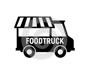 Food truck logo icon. Vector foodtruck kitchen street van design icon photo