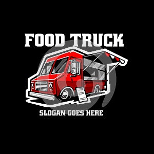 Food Truck Ready Made Logo Vector Isolated in Black Background
