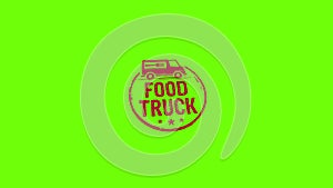 Food truck stamp and stamping isolated animation