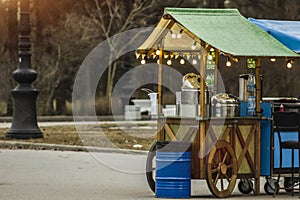 Food truck trailer street food hot corn hot dog