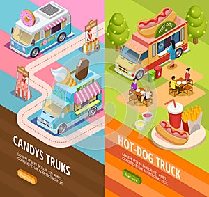 Food Trucks 2 Vertical  Isometric banners