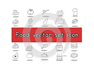 Food vector set icon black. Modern assemblage, collection