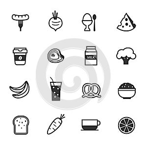 Food, Vegetables, Fruits and Drinks Icons, Vector Illustration Design