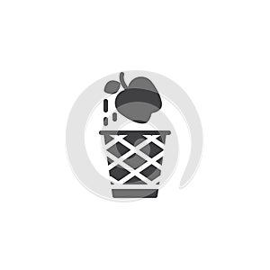 Food waste bin vector icon