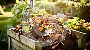 Food waste in compost bin.