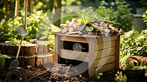 Food waste in compost bin.