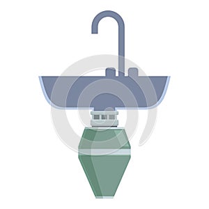 Food waste disposer under sink icon cartoon vector. Kitchen device