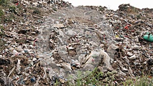 Food waste dump, giant garbage dump pile, pollution concept, garbage thickly piled up