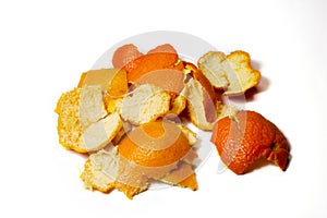 Food waste tangerine on a white background. Isolate. Close up. Waste for recycling. Responsible disposal of household food wastage