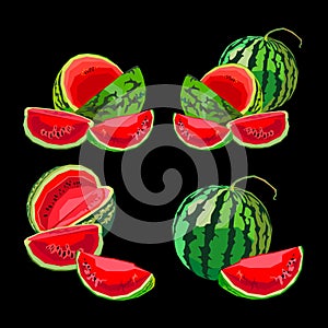 food watermelon sweet fruit ripe vector fresh slice organic juicy green