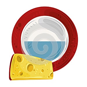 Food, whole and slice cheese isolated white background