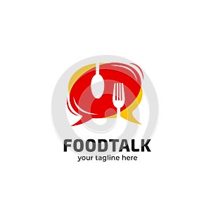 Foodie food talk logo icon symbol good for podcast, community, forum, cafe, restaurant or any food related logo