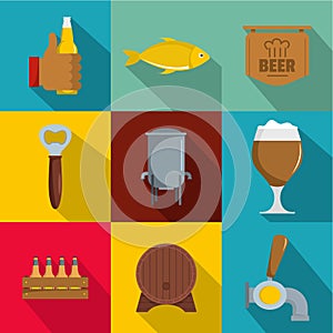 Foodie icons set, flat style
