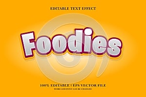 Foodies Editable text Effect with 3d vector design