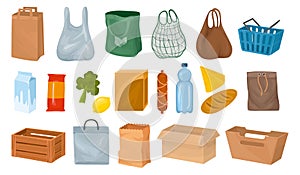 Foods Baskets Icons Collection