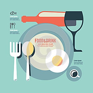 Foods and drink template modern minimal flat design / vintage re