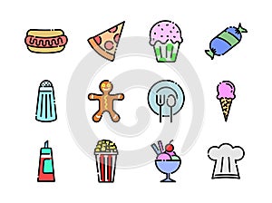 Foods and Drinks line Colored icons style 2 vol 3