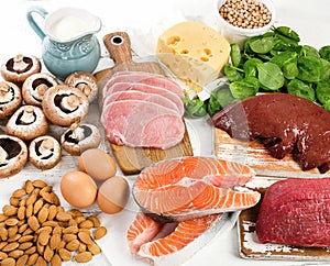Foods Highest in Vitamin B2. Healthy eating.