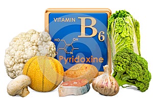 Foods Highest in Vitamin B6, Pyridoxine. 3D rendering