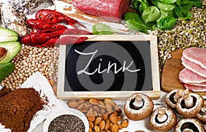 Foods Highest in Zink. Healthy diet food.