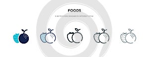 Foods icon in different style vector illustration. two colored and black foods vector icons designed in filled, outline, line and