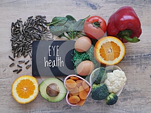 Foods to boost eye health. Natural sources of vitamin A and beta carotene for healthy vision, diet for healthy eyes photo